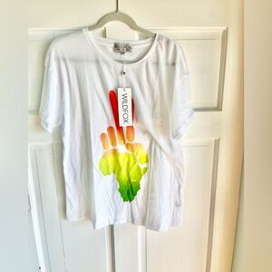 Nwt Wildfox reggae Rasta peace hand print white tshirt